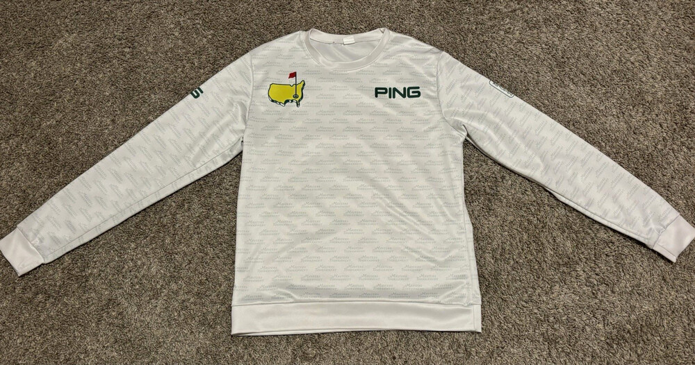 PING Masters Tournament Men's S White Long Sleeve Crewneck Golf Pullover Poly